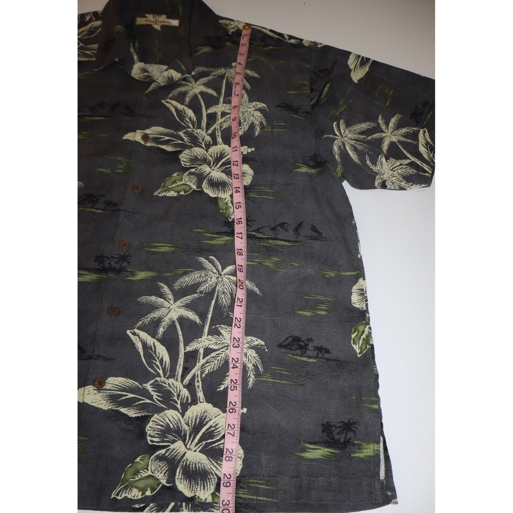 Tommy Bahama Mens XL Silk Tropical Palm Trees Gray Cruise Button Down Shirt - Picture 4 of 13